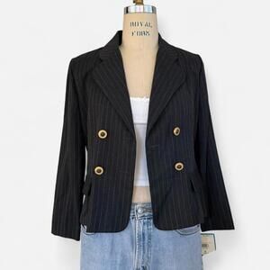 Leslie Fay Women's Black and Navy Jacket